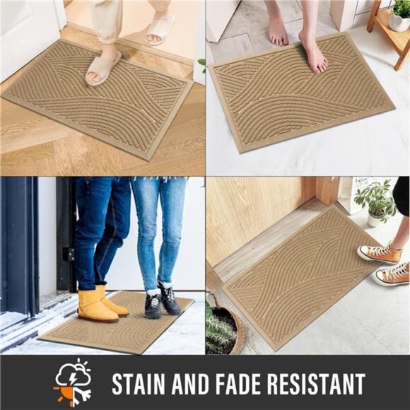 Sturdy Front Door Mat, Absorbent Muddy Dirt Resist Welcome Door Mats Outdoor - Picture 4 of 7